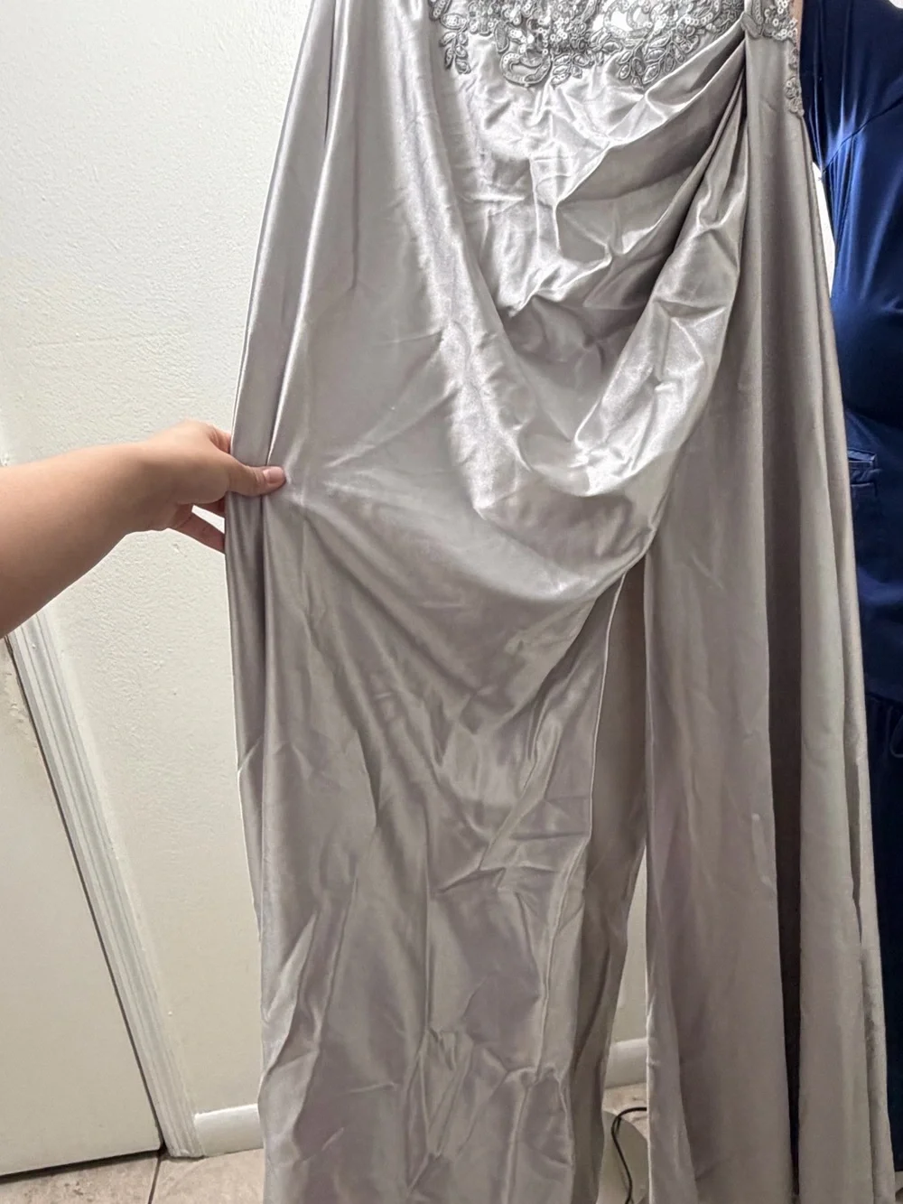 Silver Embellished Corset Prom Dress with Sheer Bodice